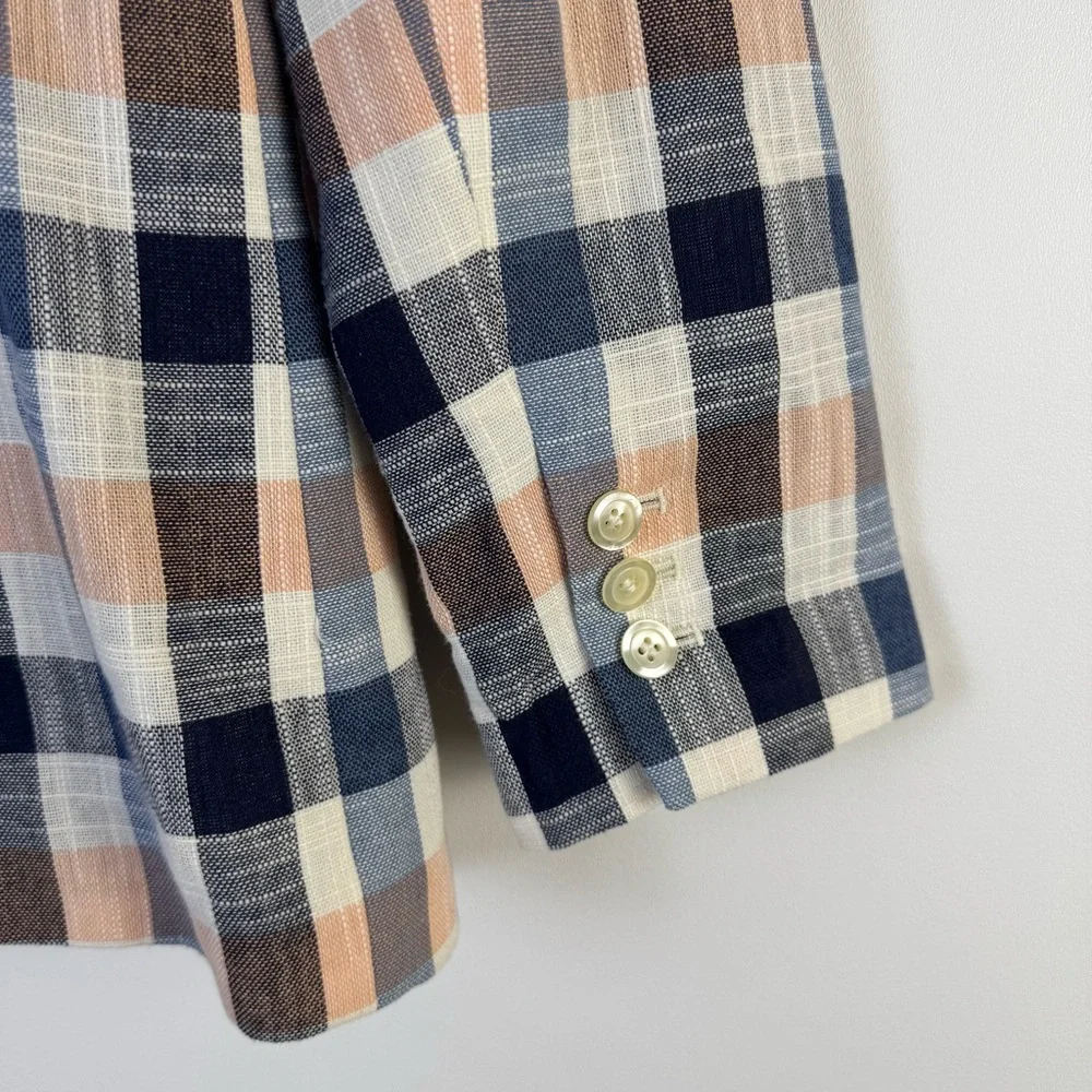 Talbots Plaid Blazer Women’s Size 8 Multicolor Classic Career Jacket Pink Navy